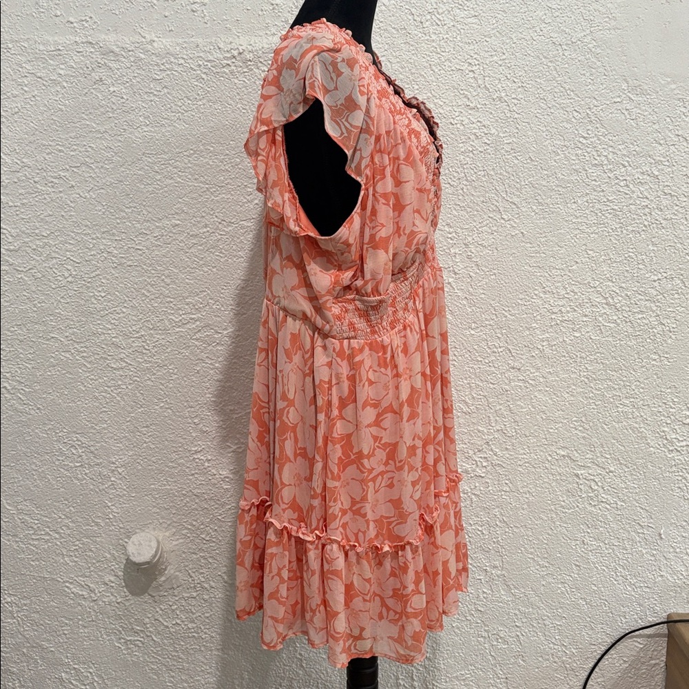 Torrid Floral Coral Mini V-Neck Dress Size 4X | 26 - Picture 5 of 7